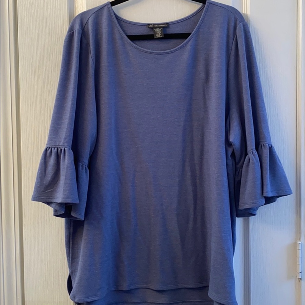 Pretty Blue top with 3/4 bell sleeve.